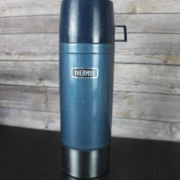 Blue Thermos Vacuum Bottle Model 2480 King Seeley 1 LT Stainless Steel Vintage - Picture 10 of 16